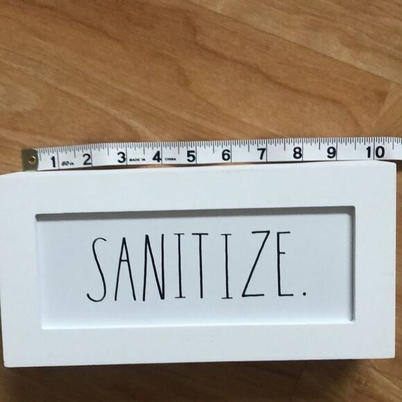 Rae Dunn Wood White “SANITIZE” Sign - Picture 3 of 5